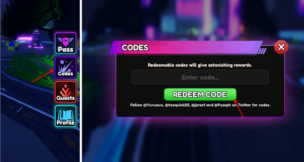 nhập Code Anime Vanguards