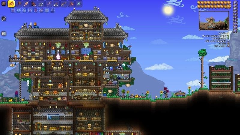 Terraria là game phiêu lưu 2D hấp dẫn, nơi người chơi khám phá, chế tạo, và chinh phục vô số quái vật cùng boss khổng lồ