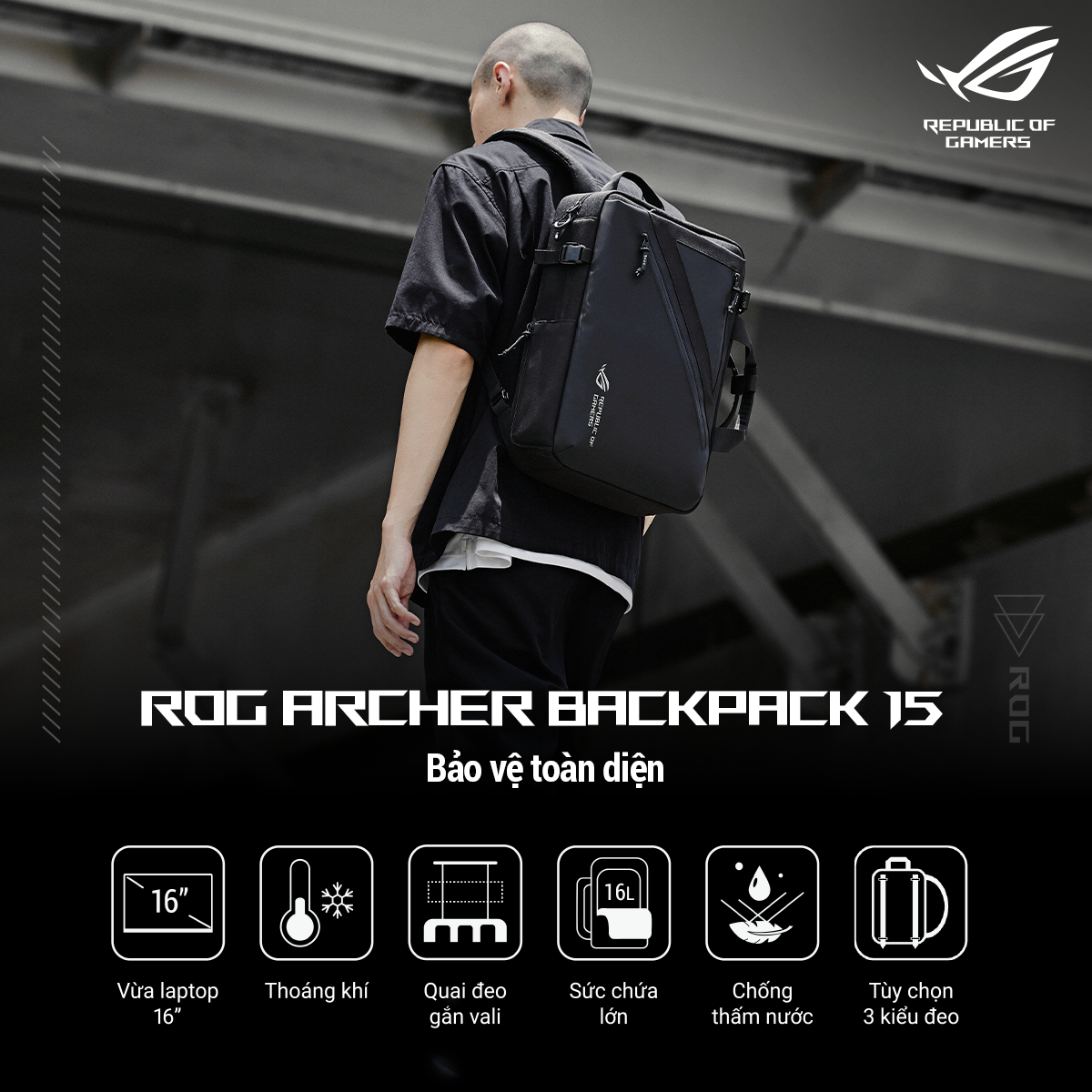 GEARVN Balo công nghệ ASUS ROG Archer Backpack 15 BP1505