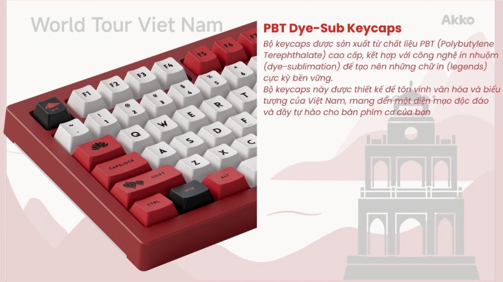 GEARVN - Bàn phím AKKO 5075B Plus Red World Tour VIET NAM
