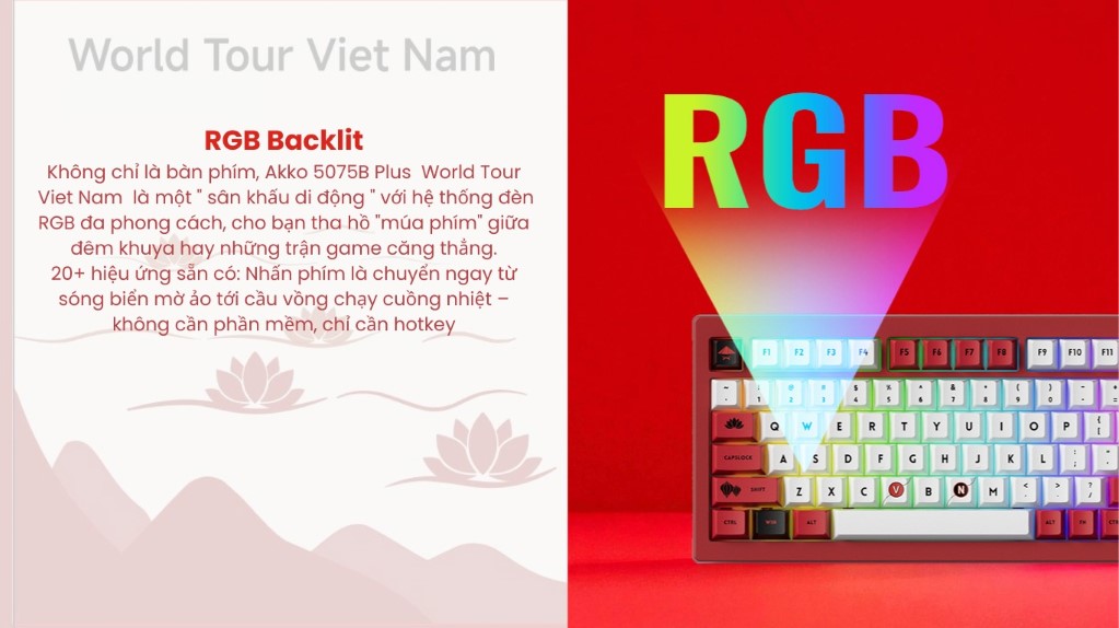 GEARVN - Bàn phím AKKO 5075B Plus Red World Tour VIET NAM