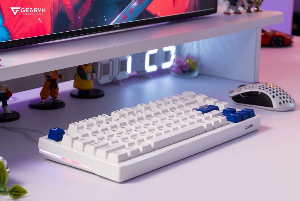 GEARVN - Bàn phím cơ DareU EK75 Full White Firefly switch