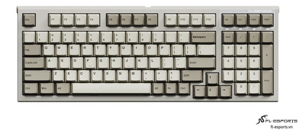 GEARVN Bàn phím FL-Esports FL980CPS Retro Grey Kailh Box White
