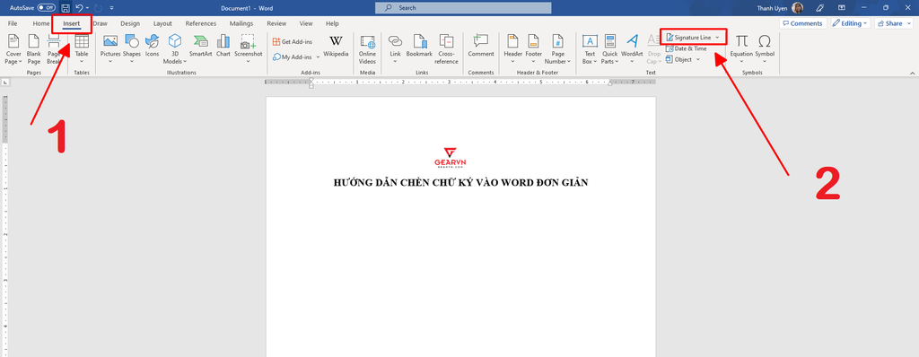 GEARVN - Chèn chữ ký vào Word bằng thanh công cụ