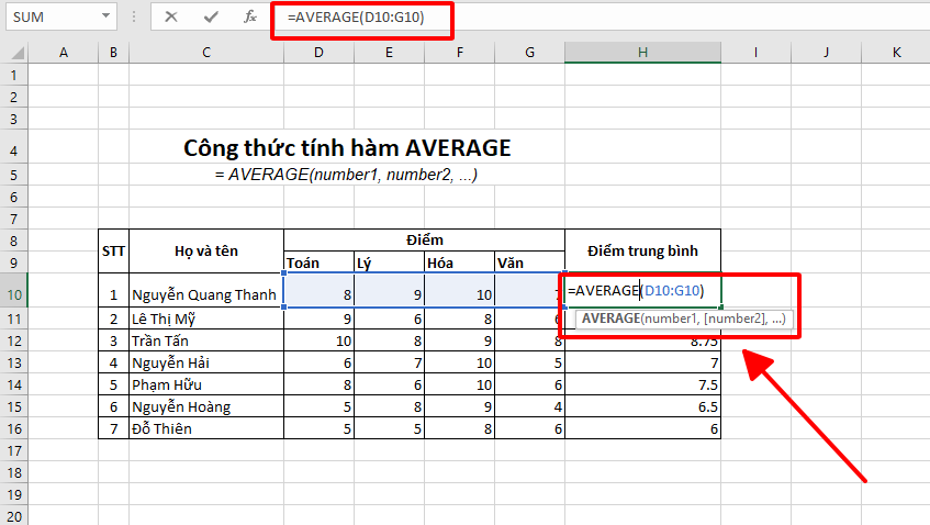GEARVN - Cách tính trung bình trong Excel bằng hàm AVERAGE