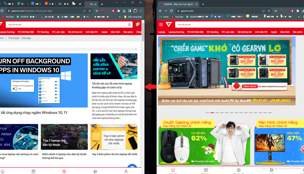 GEARVN - Cách chia đôi màn hình laptop bằng chuột
