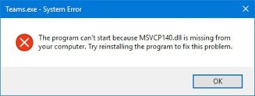 Cách sửa lỗi MSVCP140.dll missing Windows - GEARVN