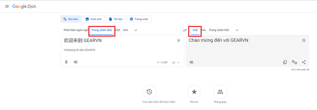 GEARVN - Dịch tiếng trung bằng Google Translate