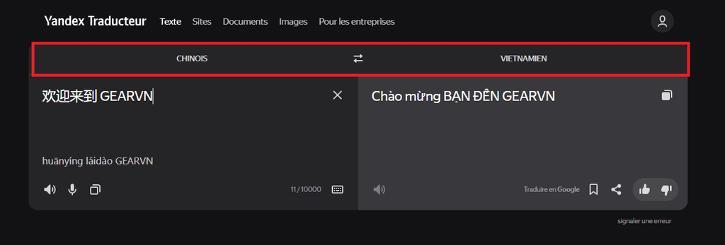 GEARVN - Dịch tiếng trung bằng Yandex Translator