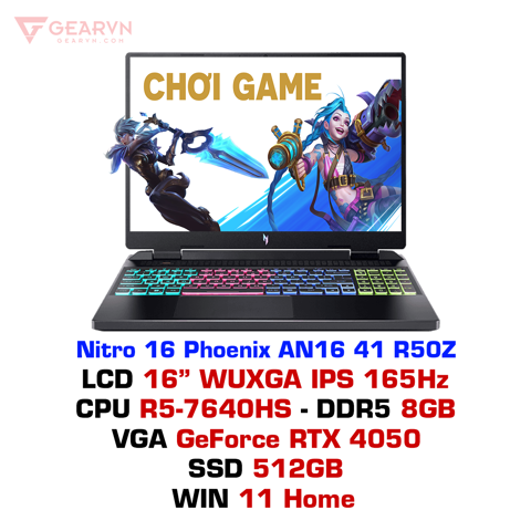 GEARVN - Laptop gaming Acer Nitro 16 Phoenix AN16 41 R50Z