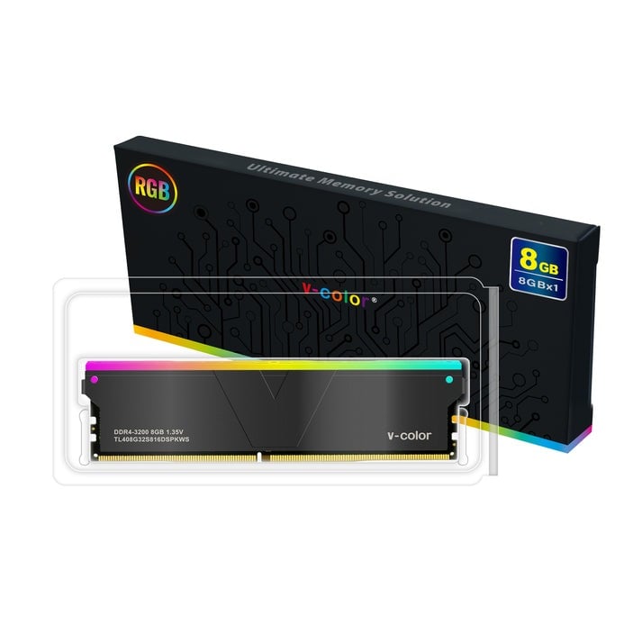 Ram V-Color Skywalker Plus 1x8 3600 RGB Black DDR4