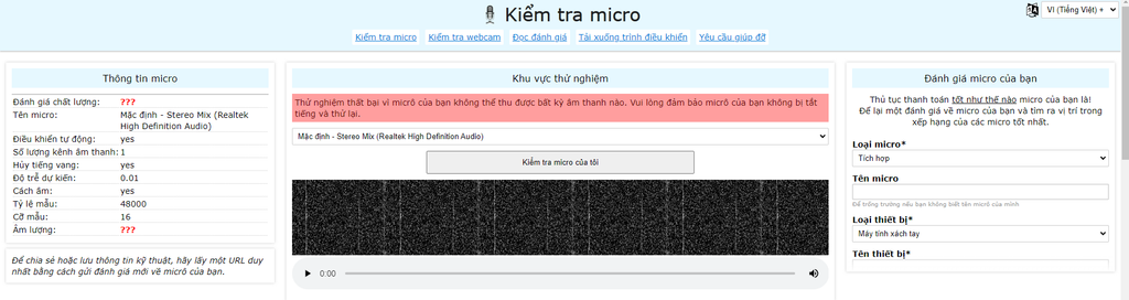 GEARVN - Test mic online miễn phí bằng Mic Test