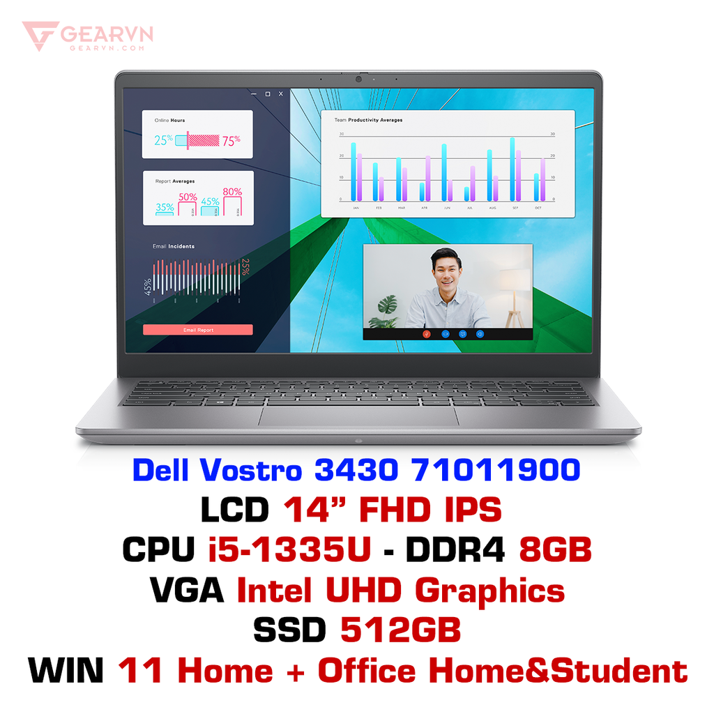 GEARVN - Laptop dùng văn phòng tốt nhất Dell Vostro 3430 71011900