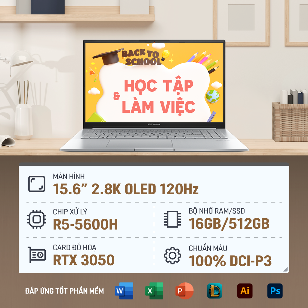 GEARVN - Laptop dùng văn phòng Asus Vivobook Pro 15 OLED M6500QC MA002W