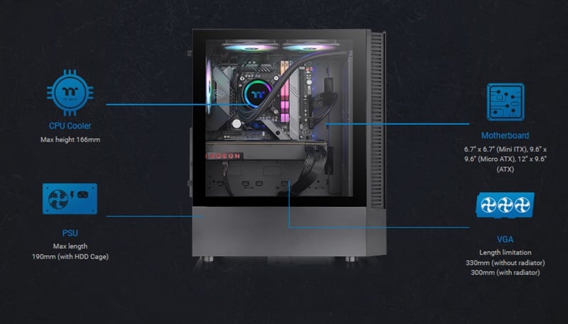 Vỏ máy tính Thermaltake View 200 TG ARGB Black - Mid Tower