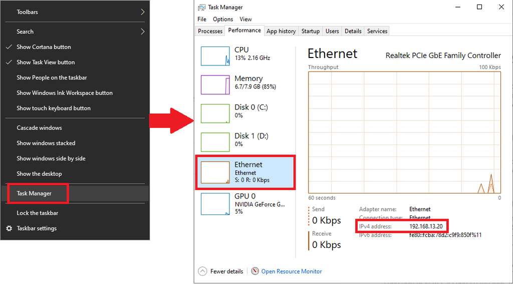 GEARVN - Cách xem địa chỉ ip máy tính bằng Task Manager