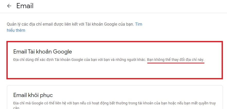 Hướng dẫn thay đổi địa chỉ email cho tài khoản Google