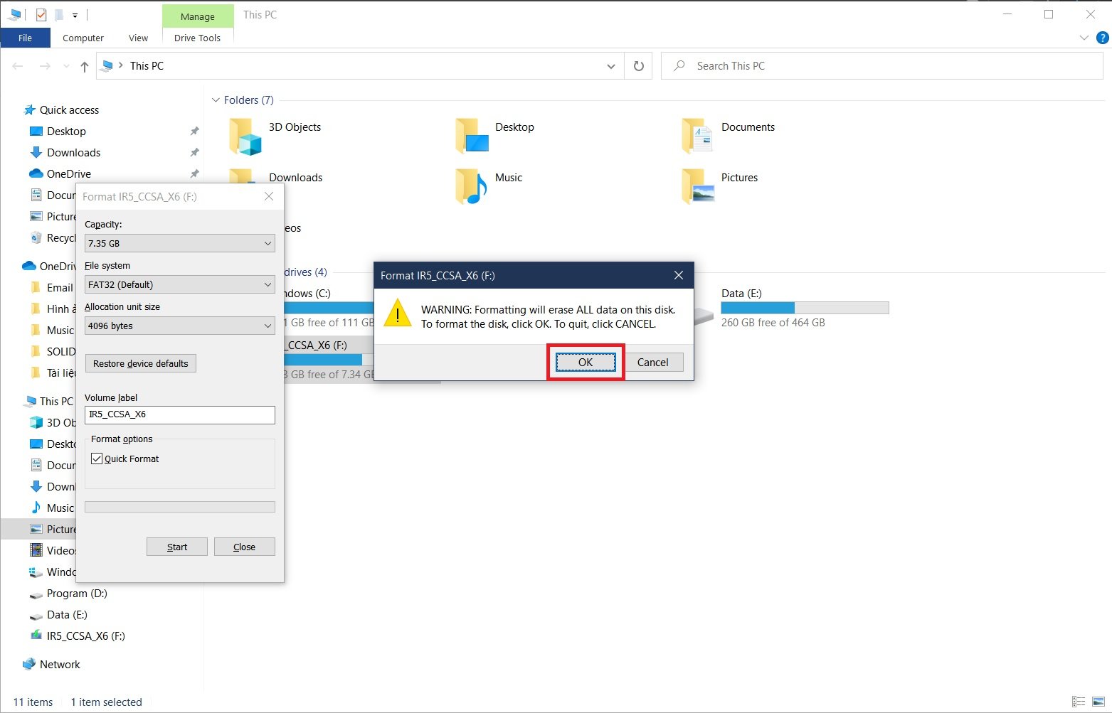 Hướng dẫn format USB