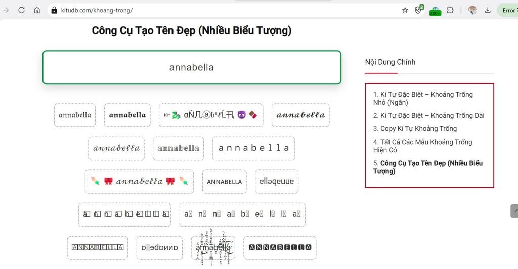 kí tự khoảng trống