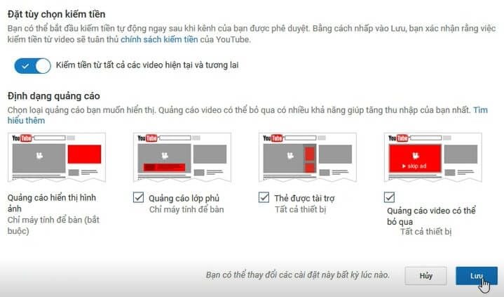 kiếm tiền từ Youtube