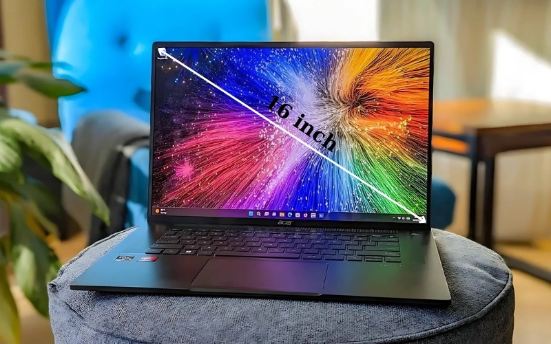 Laptop 16 inch có kích thước màn hình đường chéo là 16 inch, tương đương với 40.64 cm