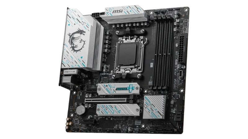 Khu vực VRM và các phiến tản nhiệt lớn xung quanh socket CPU