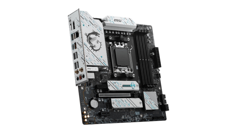 Khe RAM DDR5 và 2 khe cắm M.2 NVMe trên mainboard