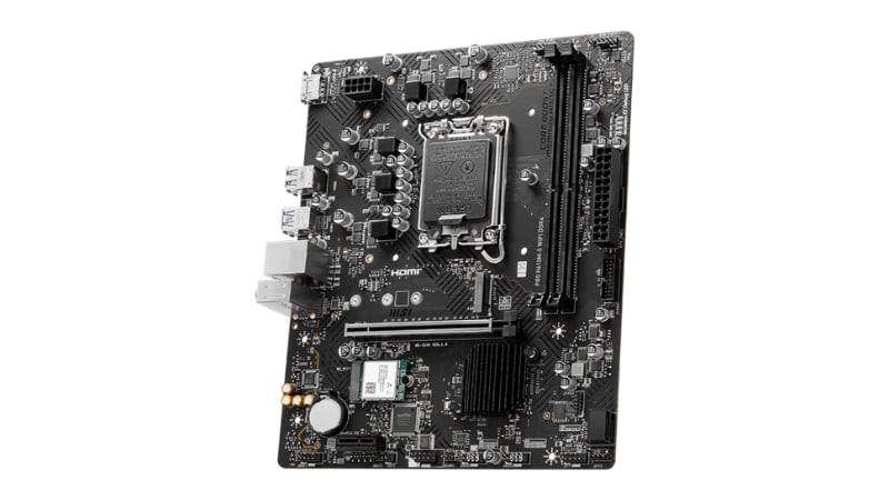 MSI PRO H610M-S WIFI DDR4 trên nền trắng, thể hiện rõ layout và thiết kế chuyên nghiệp