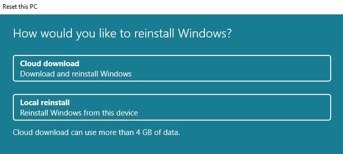 Reset Windows 10 thì nên dùng Cloud Download hay Local Reinstall, đây là câu trả lời cho bạn