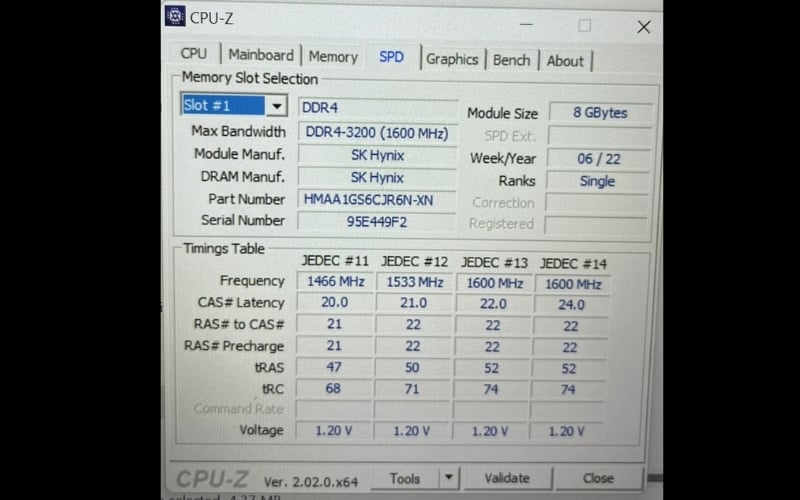 Sử dụng phần mềm CPU-Z để kiểm tra RAM laptop trước khi nâng cấp
