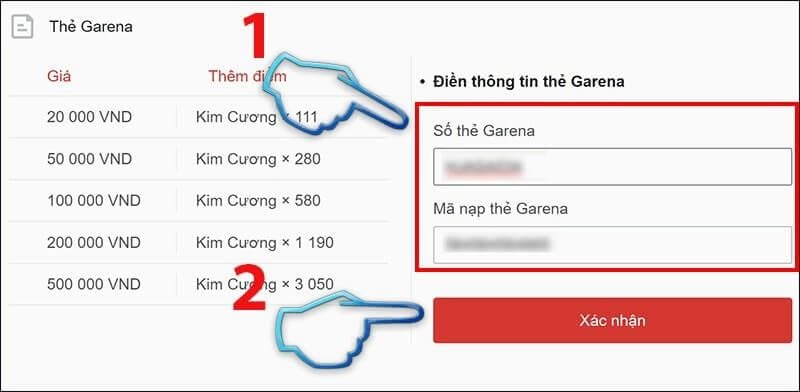 nạp thẻ Garena