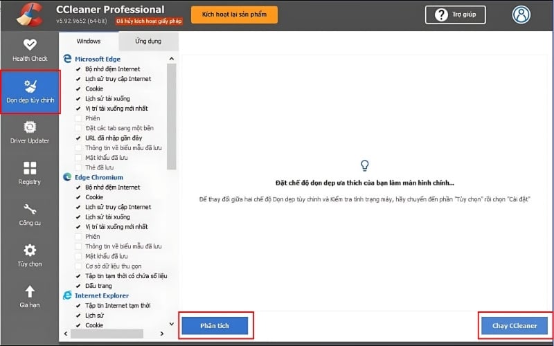 Sau khi quá trình phân tích hoàn tất, nhấn Run Cleaner để xóa file rác