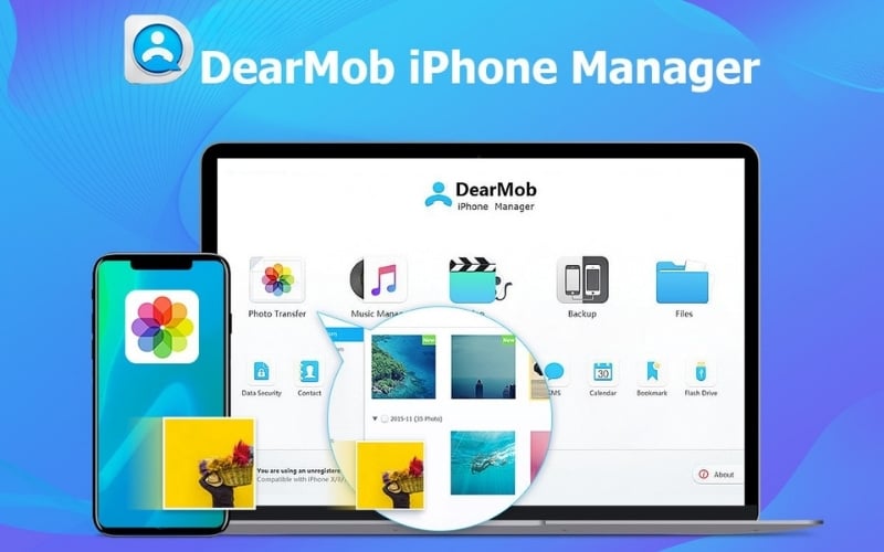 Có thể dùng DearMob để quản lý ảnh, nhạc, video và thực hiện mã hóa sao lưu