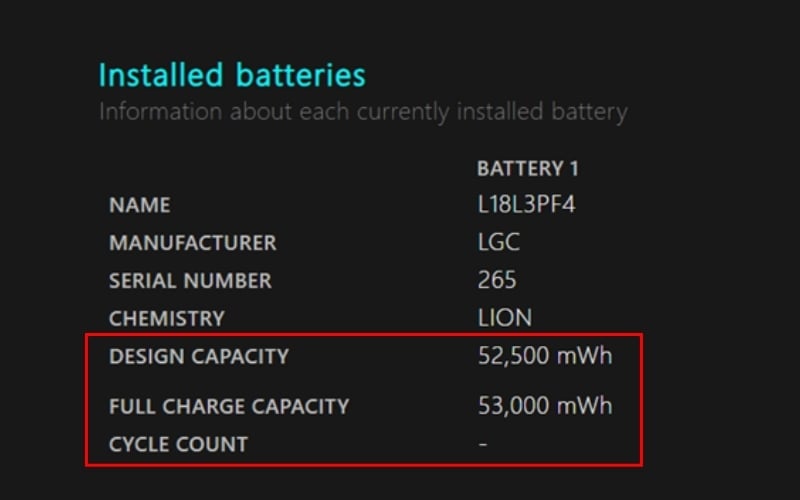 Các thông số quan trọng cần biết khi kiểm tra pin laptop