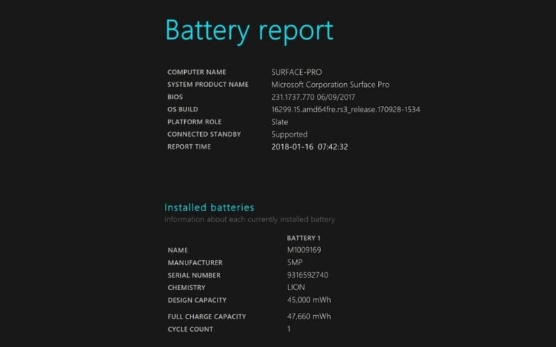 Powercfg Battery Report
