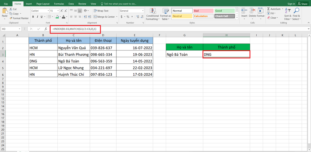 GEARVN - Cách dùng hàm INDEX MATCH trong excel