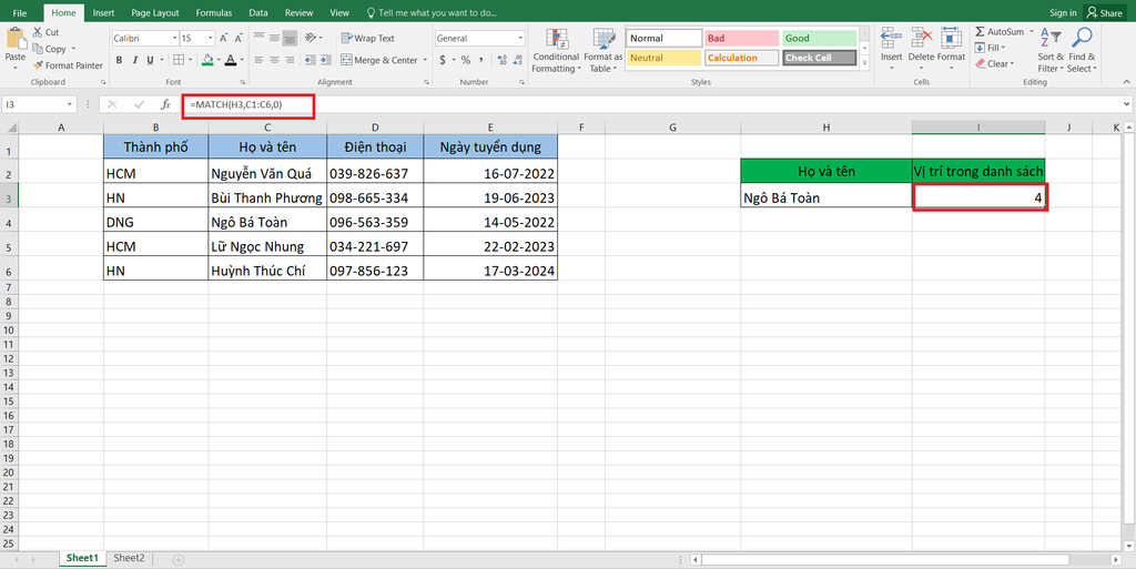 GEARVN - Cách dùng hàm INDEX MATCH trong excel