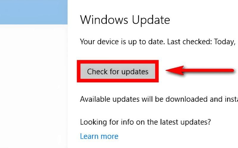 Bạn hãy nhấn vào nút Check for updates