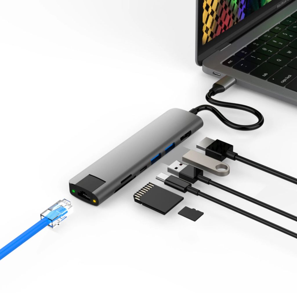 GEARVN CỔNG CHUYỂN HYPERDRIVE SLAB 7 IN 1 USB C HUB FOR MACBOOK, SURFACE, PC & DEVICES HD22H