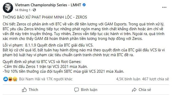 Không phải lần đầu vạ miệng, số lần mà Zeros: game thủ “lắm tài nhiều tật” phải nhận án phạt nhiều hơn bạn nghĩ