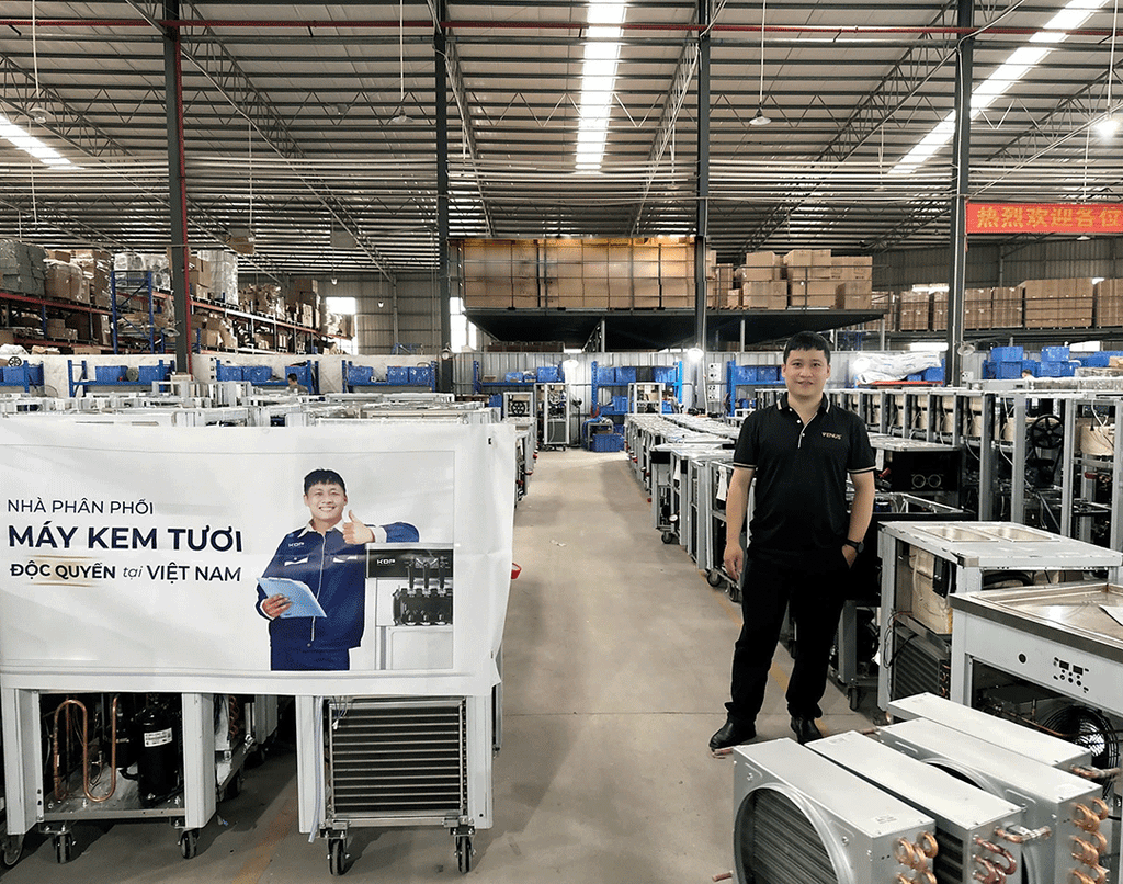 Đại diện Venus Machinery trực tiếp khảo sát và làm việc tại nhà máy sản xuất máy làm kem