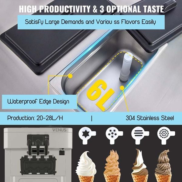 3 flavor system soft serve ice cream machine venus vsc318s