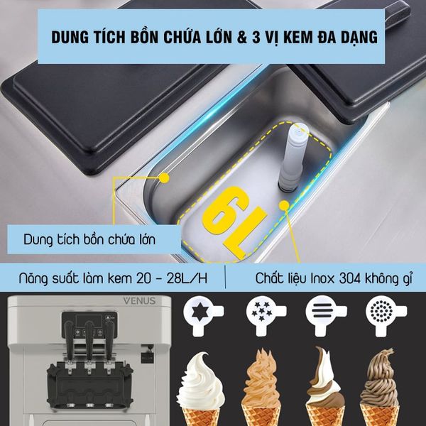 bồn chứa máy làm kem venus vsc318s