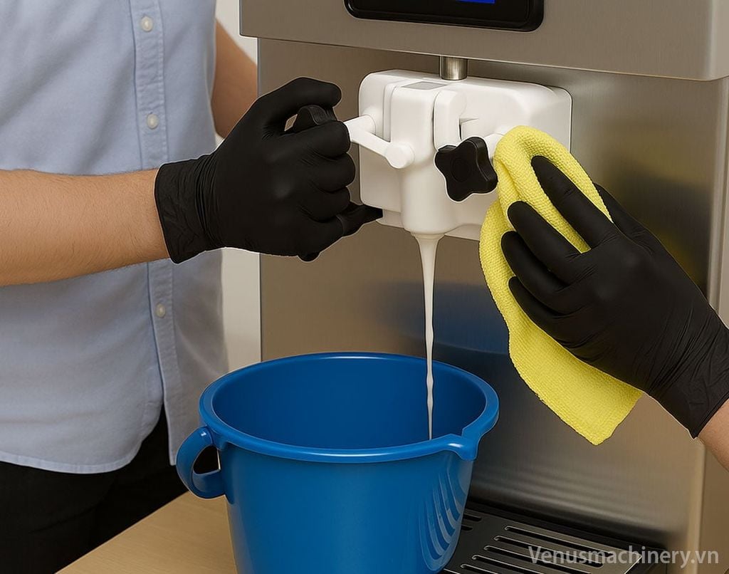 Regular and proper cleaning of soft serve ice cream machine