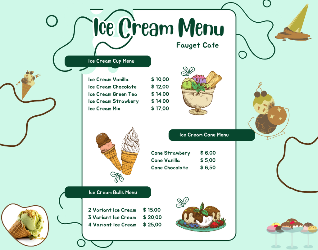 Tạo menu quán kem tươi thu hút khách hàng