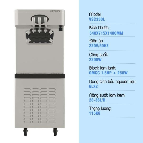 thông tin máy làm kem công nghiệp 3 vòi venus vsc330l