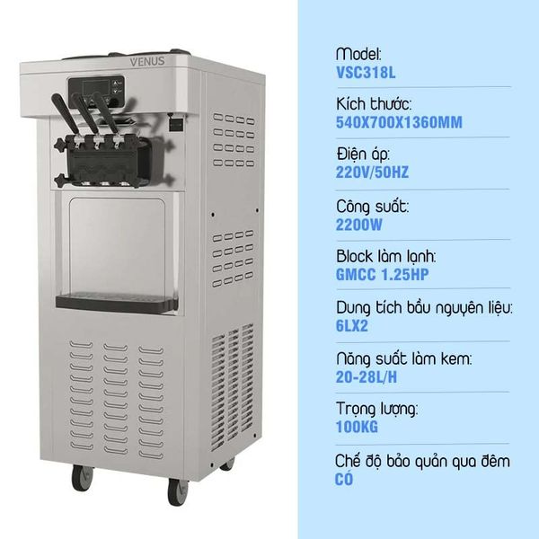 thông tin máy làm kem venus vsc318l