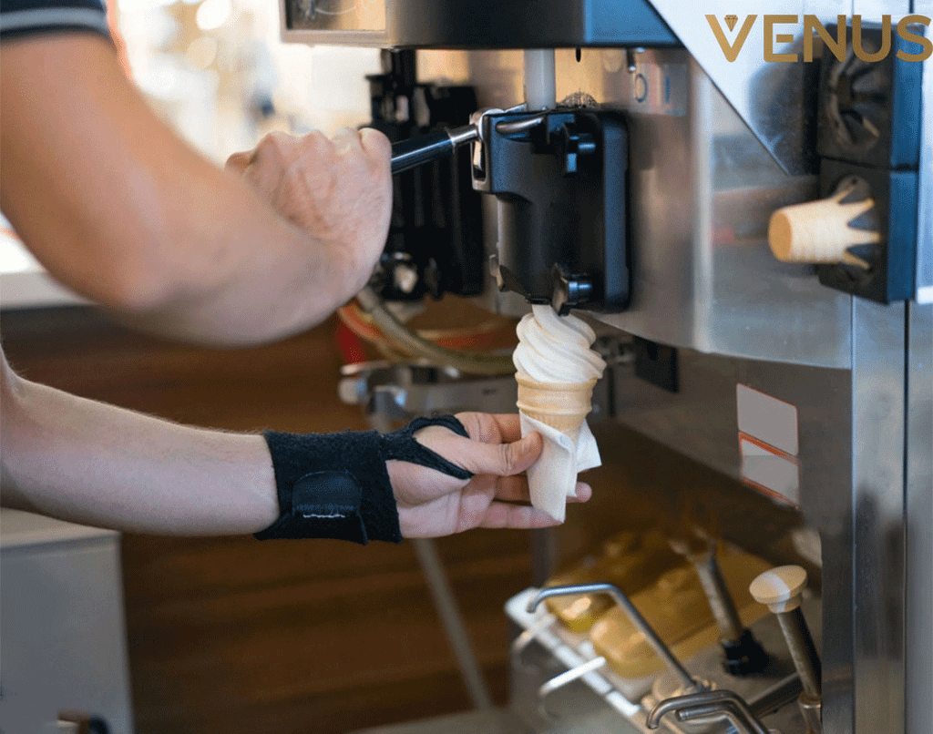 Venus soft serve ice cream machine offers fast production speed for quick service