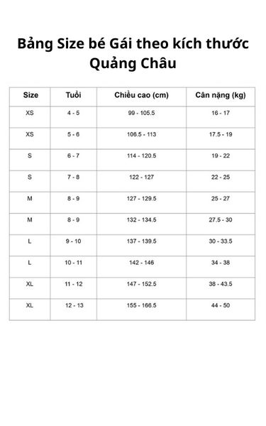 MÁCH MẸ LỰA CHỌN BẢNG SIZE QUẦN ÁO CHUẨN CHO BÉ