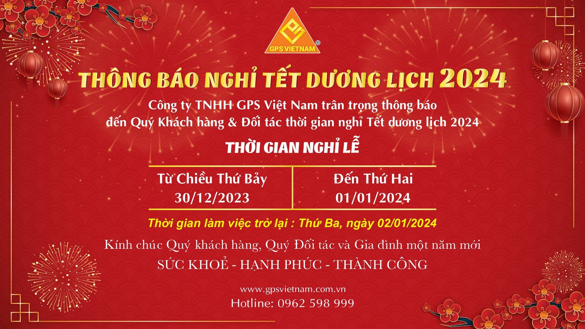 Thông Báo Nghỉ Tết Dương Lịch 2024 Gpsvietnam